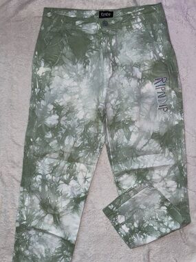 Ripndip Olive Green and White Tie-Dye Chinos